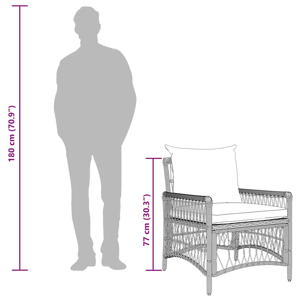 Gartenstuhl Schwarz 60 x 70 x 78 cm Poly-Rattan
